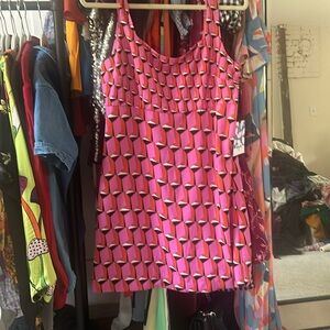 Diane Von Furstenberg for Target 90's Shift Pink Modern Geo Mini Dress Size 8